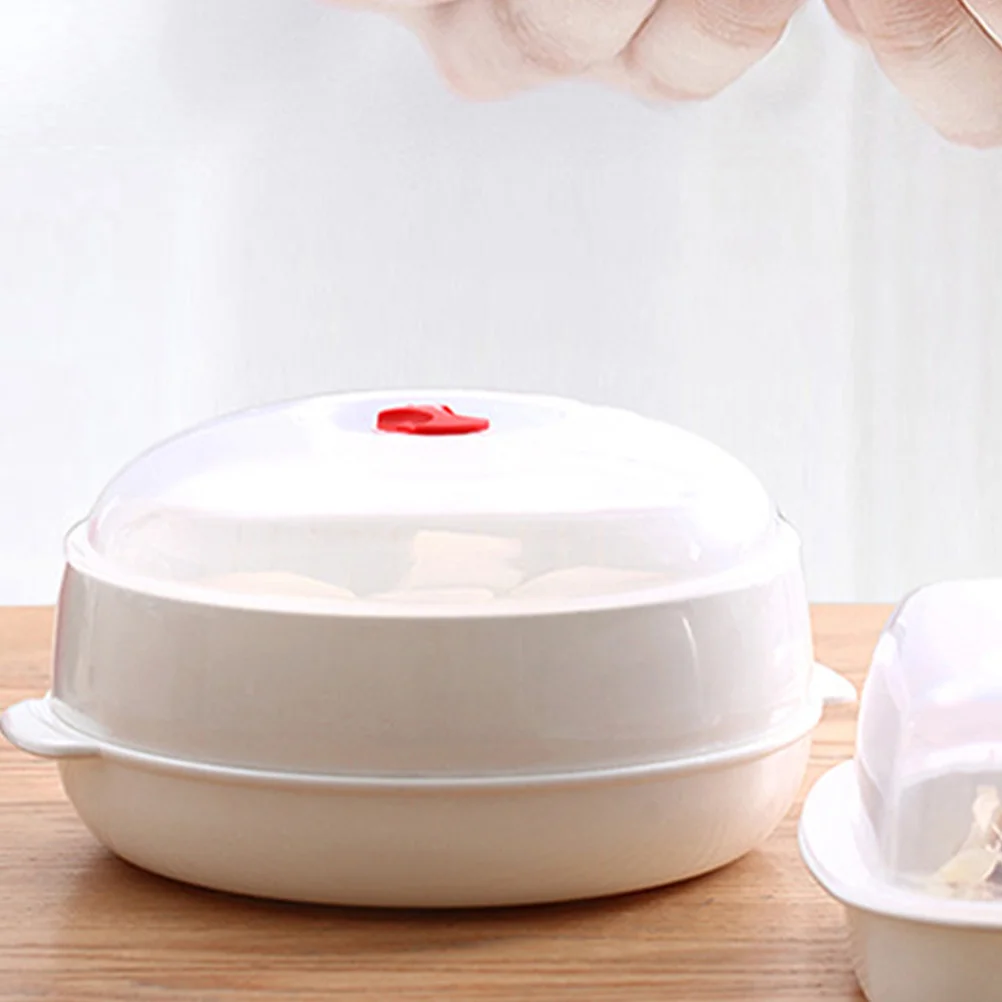 Dinnerware Microwave Steamer Potato Ricer Fish Cooker White Plastic Food Steaming Plate