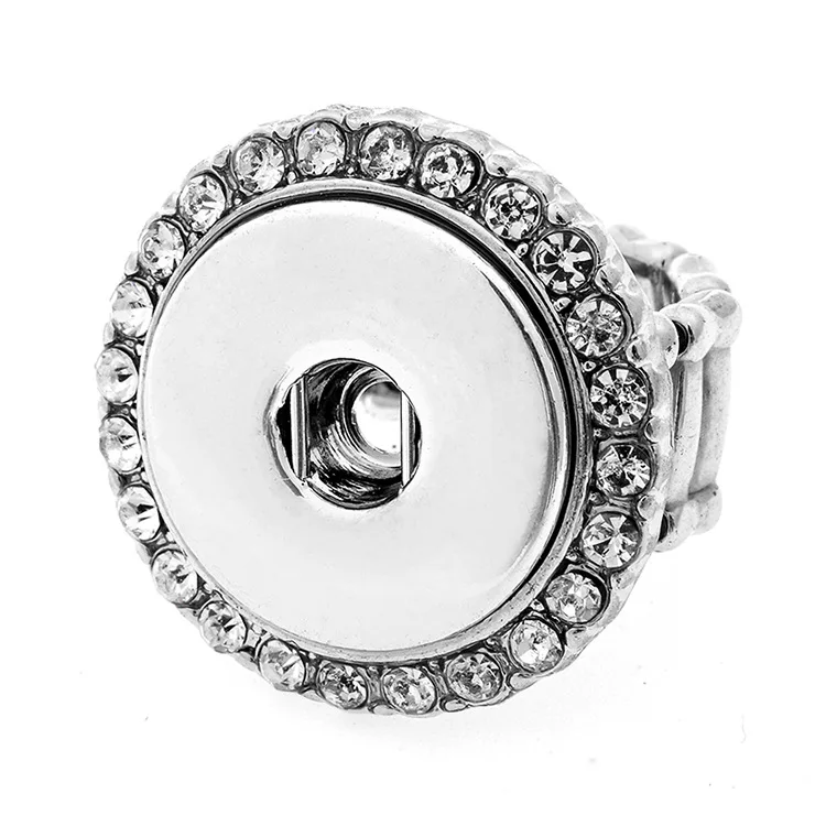15pcs Elastic Adjustable Crystal Metal 18mm Snap Button Ring Interchangeable Charm Party DIY Snaps Jewelry