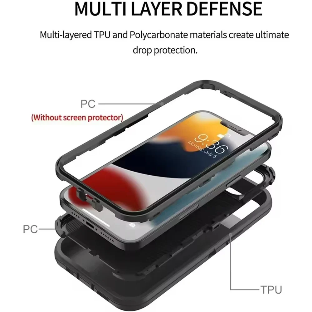Triple Protection Heavy Duty Shockproof Phone Case - Original Hybrid Armor Cover