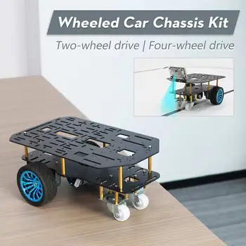 Mini Smart Robot Telaio per auto Kit in lega di alluminio con ruote con pneumatici in gomma da 65 mm Motori 520 di tipo L per lo sviluppo elettronico fai-da-te