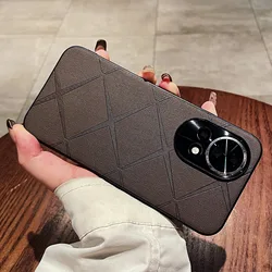 Luxury Leather Stripe Skin-Friendly Shockproof Phone Case for Nova 12 (Light brown)