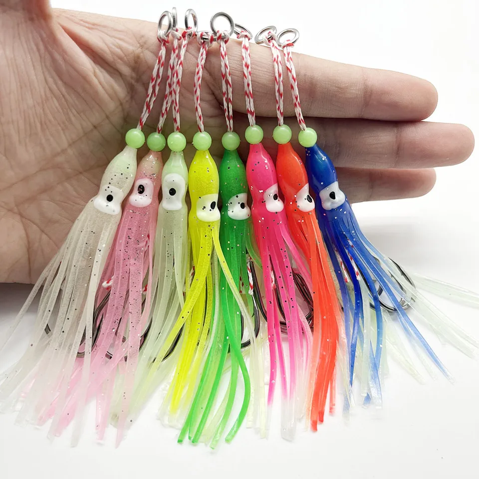 7 Couleur 10 Pcs/Lot Crochet Calmar Appâts Doux Leurres De