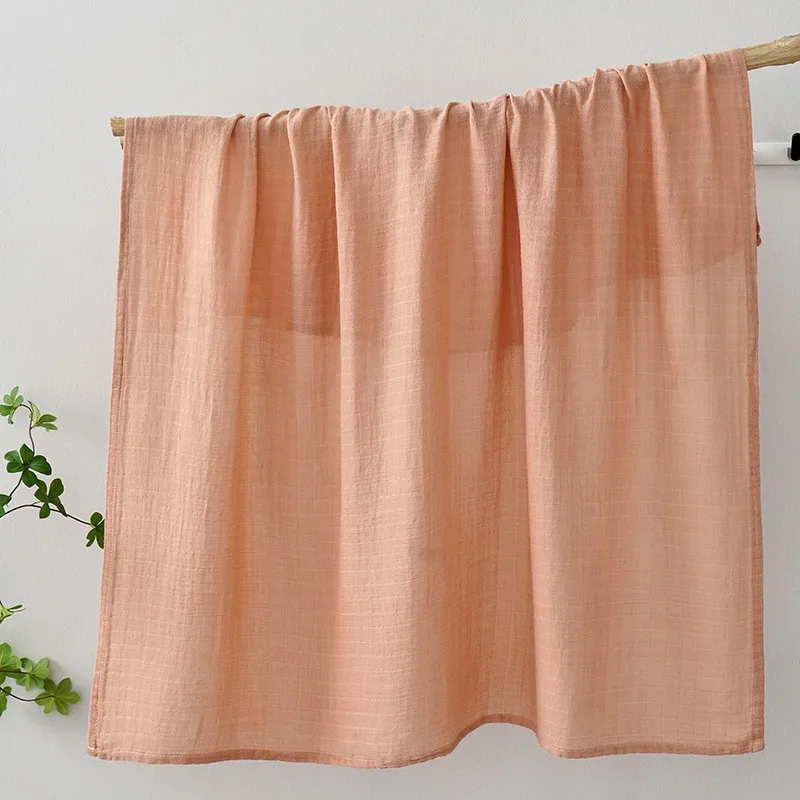 Solid Color 120x110cm Bamboo Cotton Baby Muslin Swaddle 2 Layers Gauze Newborn Swaddle Wrap Kids Outing Strolling Cover