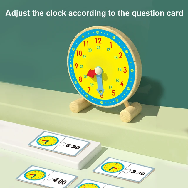 WEMMICKS Montessori Wooden Clock Toys Children Time Learning Hour Minute Second Cognition Kids Early Preschool Teaching Aids 4