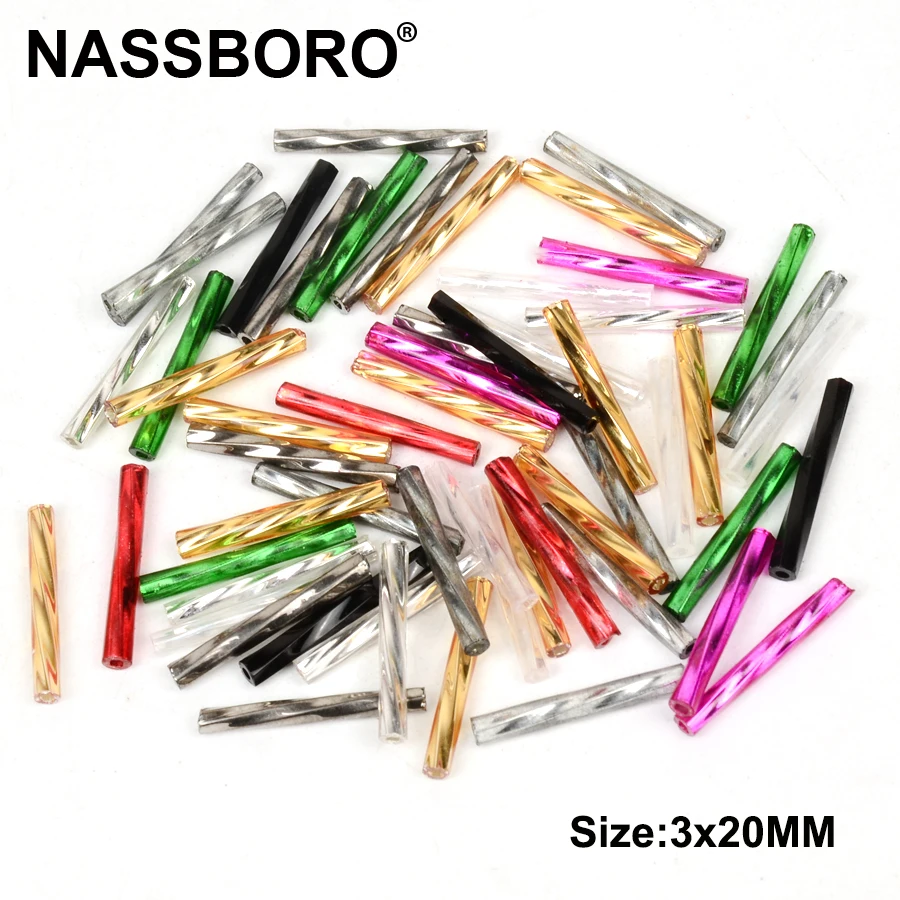 DIY 2.5x25mm Glass Tube Seed Beads - 100pcs, Random Colors, For Jewelry & Crafting