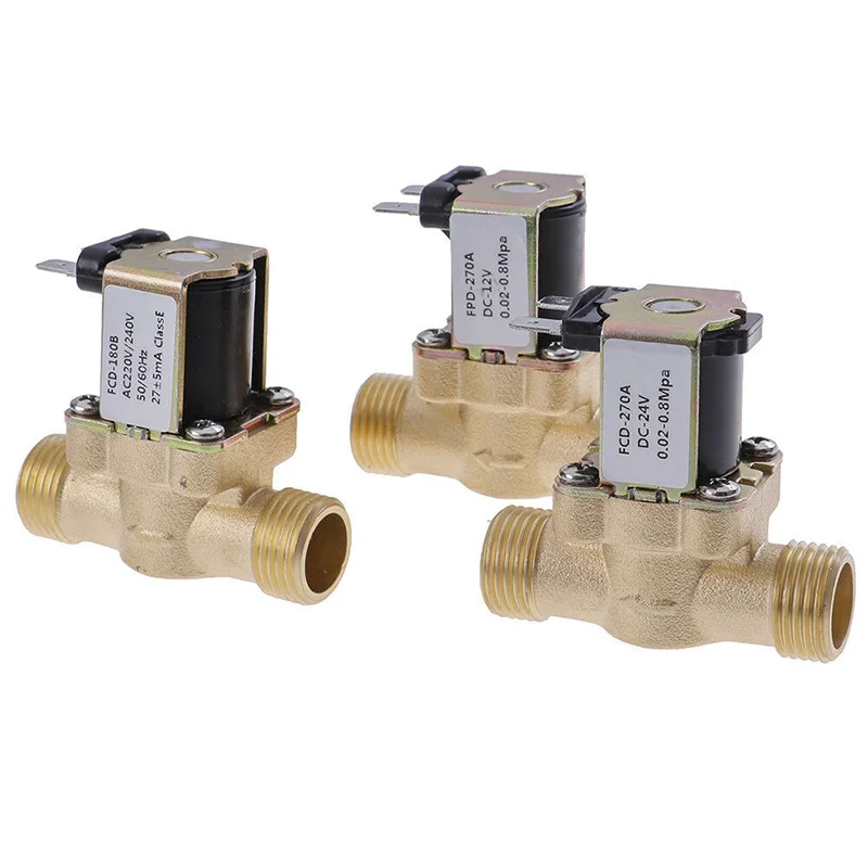 G1/2'' Brass Electric Solenoid Valve DC 12v 24v AC220v Solar Water Heater 1PC solenoid valve