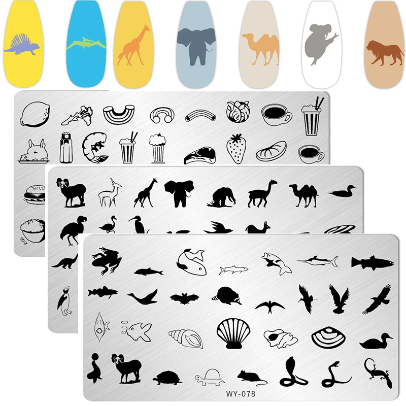 New Dinosaur Nail Stamping Plates Muslimfruite Leaves Snake Nail Stamp Plates Pterosaur Nail Art Stamping Plates
