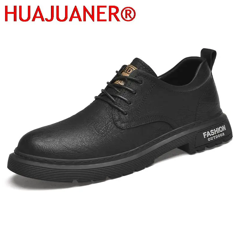 

Simple Genuine Leather Mens Shoes Fashion Men Dress Shoes Lace-up Brand Man Oxfords Formal Footwear British Style Gents Flats