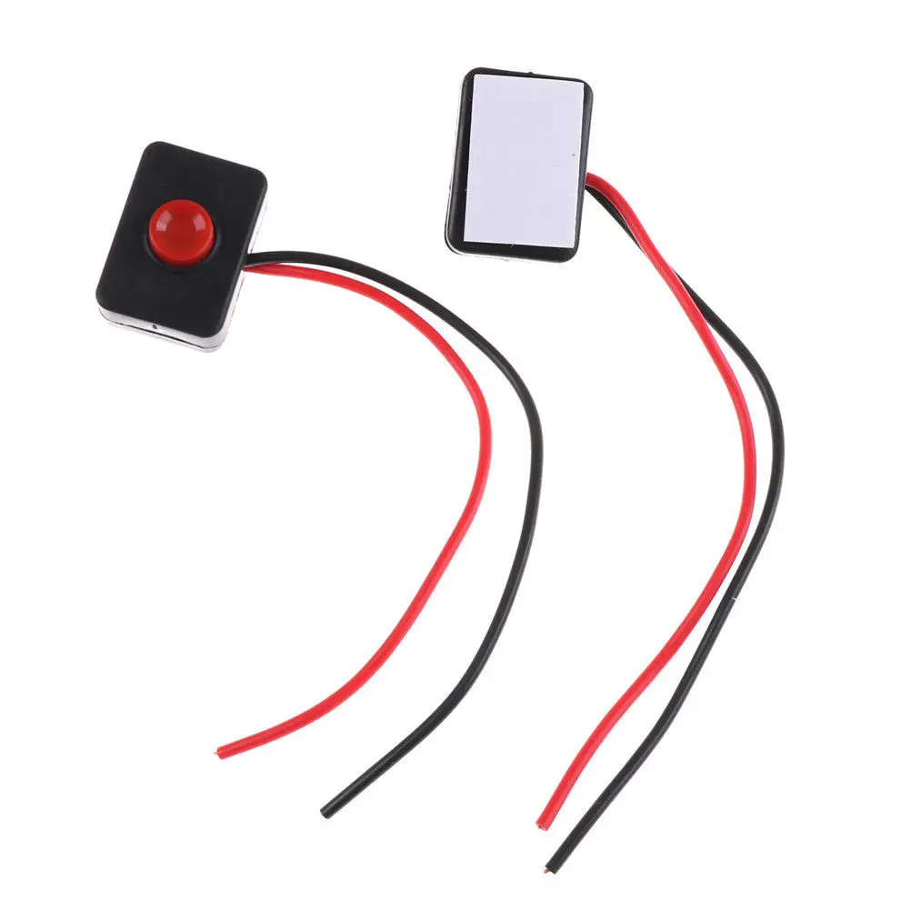 DC 12V 2AAdhesive Base Push Button Action Wired Switch for Car  3.5 x 2.5 x 15cm/ 1.4" x 1" x 5.9" HUXUAN