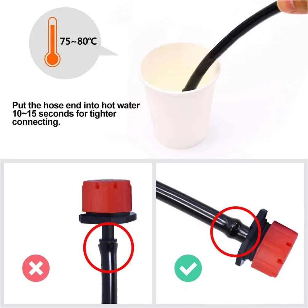 

200Pcs 1/4 Inch Adjustable Mini Drip Irrigation System Sprinkler Head Anti-Clogging Dripper Red Garden Supplies