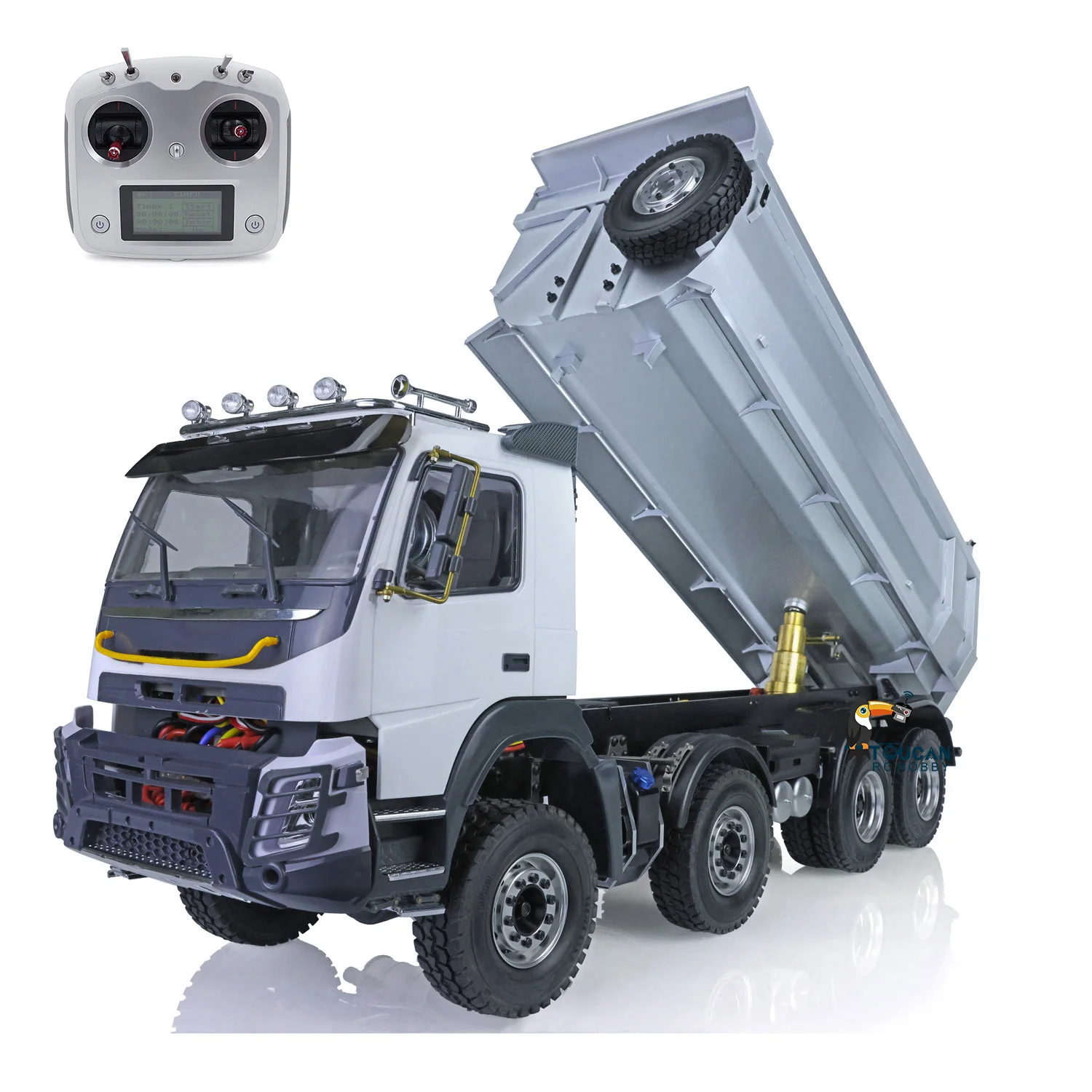 Toys JDM RC Model 1/14 8*8 Metal Hydraulic Dumper Truck 2Speed Differential Axle Sound Radio Control Tipper Truck Vehicle Model 2