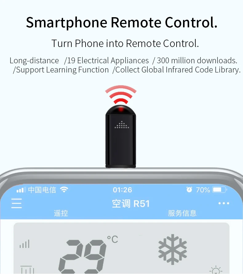USB 타입 C IR 블래스터 스마트 적외선 리모컨 송신기 휴대폰 TV 에어컨용 범용 리모컨 어댑터