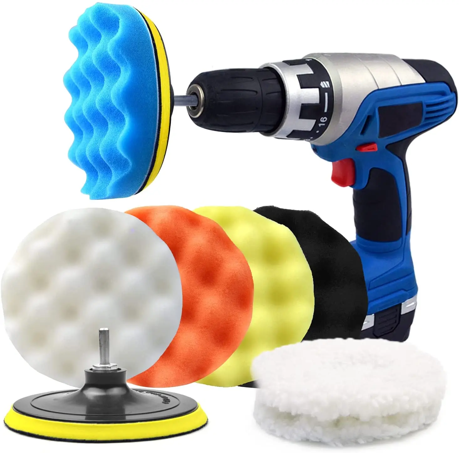 8Pcs Polishing Sponge Plate Set Plush Waxing Angle Grinding Cleaning Sponge Wheel Car Beauty Set Electric Drill Polishing