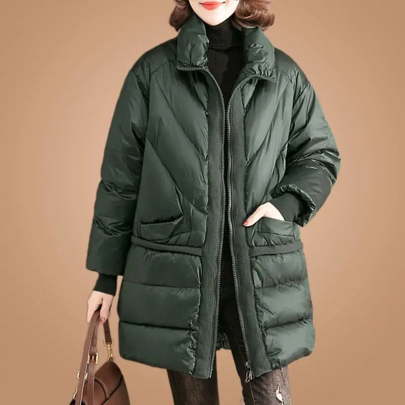 

Winter New Velvet Cotton Jacket Female Fashion Large Size Slim Thickened Parkas Casual Warm Thicken Cotton Coat Leisure Wear W75