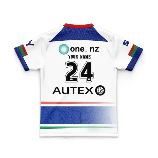 thumbnail image 1 of Camiseta de rugby de local/visitante/entrenamiento para niños de New Zealand Warriors 2024 - Talla para hombre: 16-26 (nombre y número impresos) Calidad superior, 1 of 5