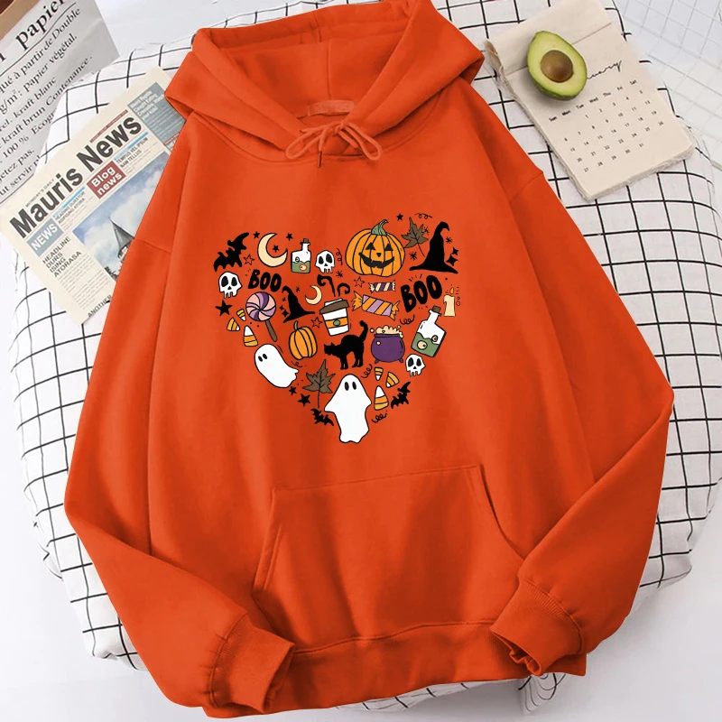 

(Premium Hoodie)New Halloween Letter Print Hooded Fashion Women Girl Sweatshirt Long Sleeve Casual Tops Harajuku Sweatshirt