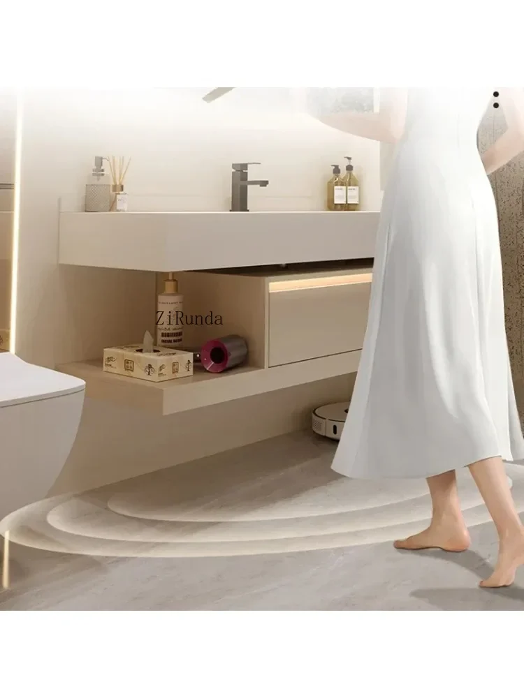 Rock Plate Bathroom Cabinets Multifunction Fog Removal Vanity Smart Mirror Cabinets Furniture Arredo Bagno