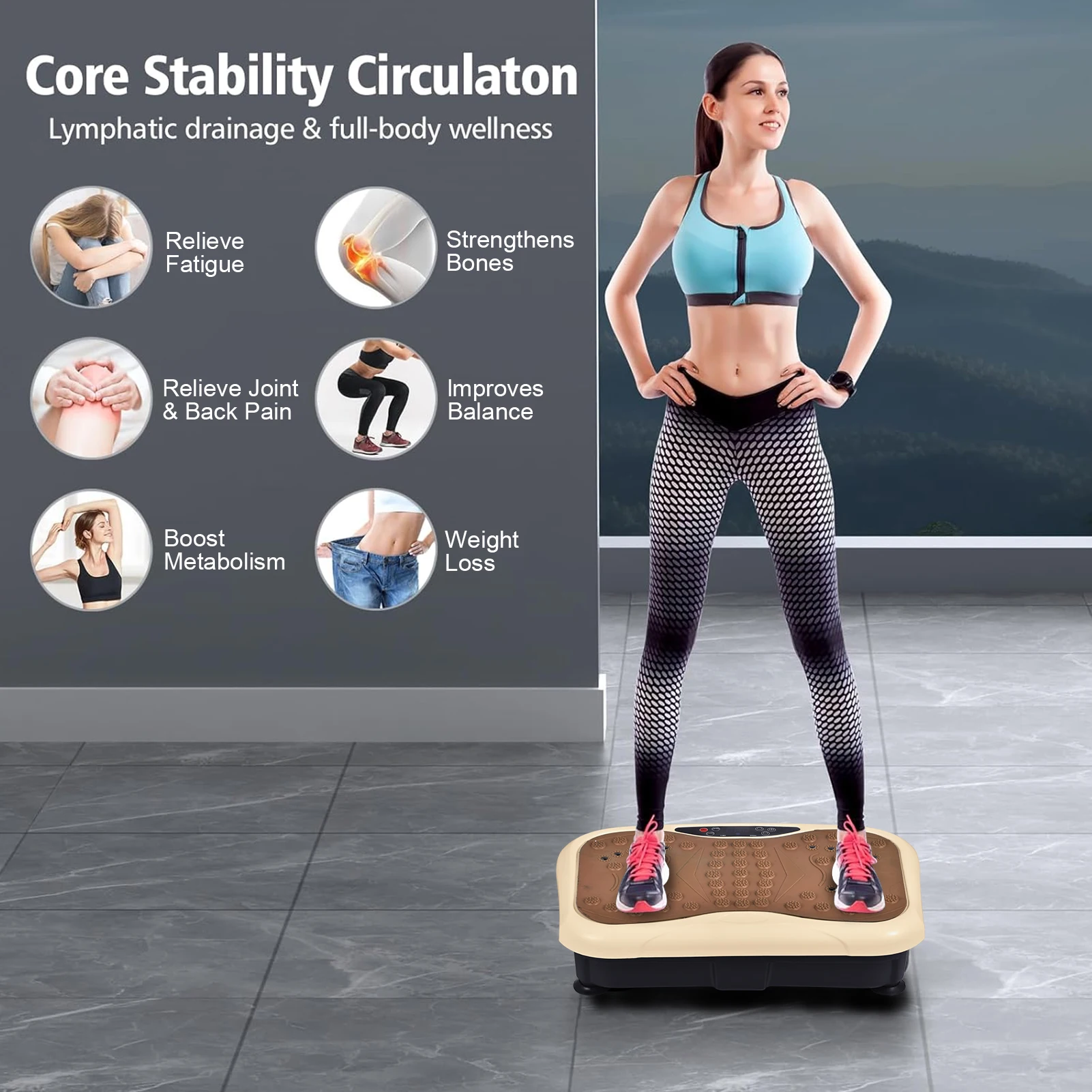 Whole Body Vibration Plate Electric Vibration Exercise Plate Rich and Efficient Slimming Tool for Gym, Home, - Image 2