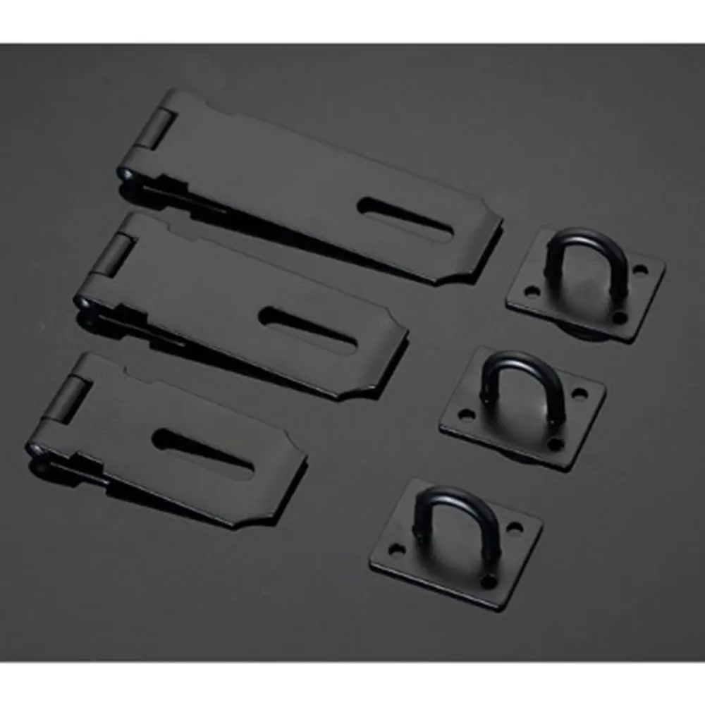 Stainless Steel 3"/4"/5" Black Cabinet Hasp Lock Anti Theft Door Lock Gate Hasp Staple Padlock Clasp Shed Latch Hardware Tools