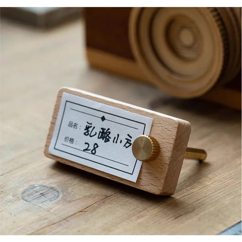 60x30mm Small Wood Price Label Paper Tags Jewelry Bread Cake Products Price Listing Sign Card Holder Display Stand