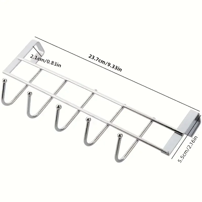 Cabinet hooks stainless steel 5-hook punch free strong and durable for shower doors and closet 1Pcs