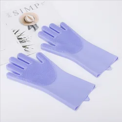 Pet Grooming & Bathing Silicone Gloves with Hair Removal Functionality (Purple)