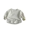 2025 Spring New Children Long Sleeve T Shirts Solid Color Boys Simple Casual Tees Baby Girls Bottoming Shirts Kids Clothes 6