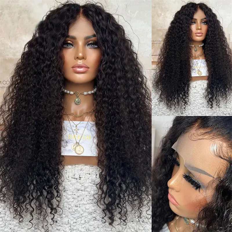 

Bombshell Pre Plucked Synthetic Lace Front Wig Black Kinky Curly Heavy Density High Quality Heat Resistant Fiber For Women Wigs