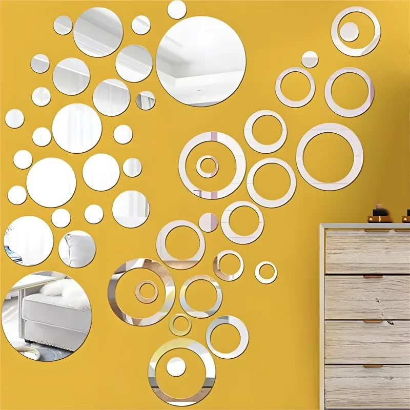 3D Acrylic Mirror 32/24Pcs Polka Dots Circular Wall Stickers For Home Decoration, Living Room, Bedroom Decoration, Art Murals 1