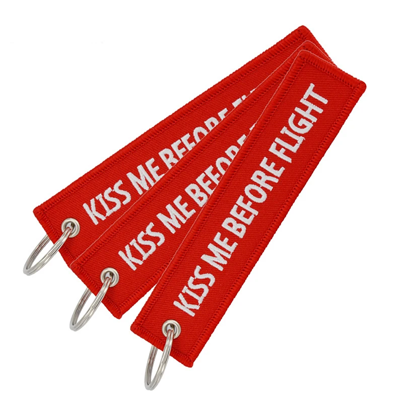 

1PC Kiss Me Before Flight Key Chain Label Embroidery Keychain With Metal Plane Embroidery Keychain Car Charm