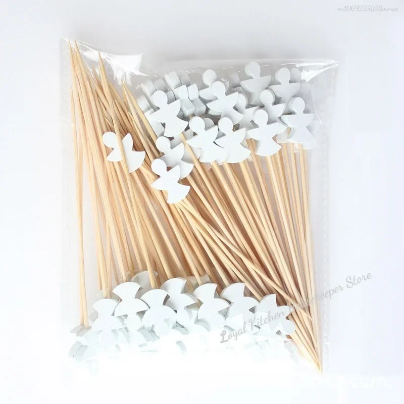 Food Toothpicks 50pcs Christmas Bamboo Skewer Cocktail Picks Cupcake Topper Disposable