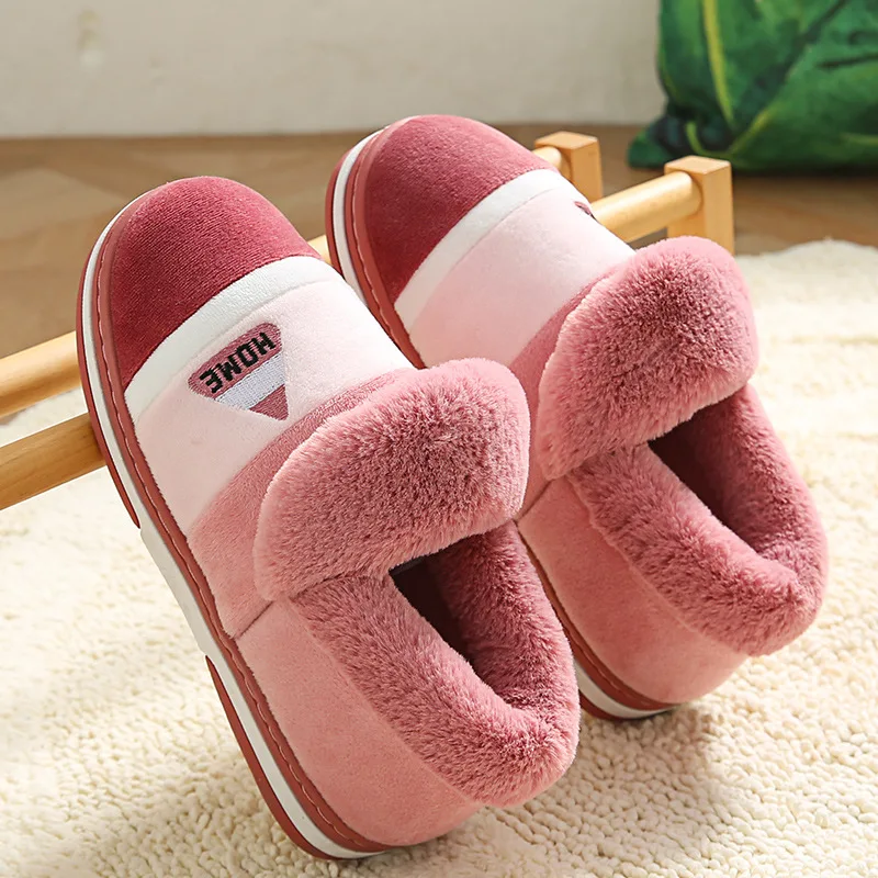 Men Women Slippers Big Size Winter Warm Plush Indoor Slides Soft Thick Bottom Non-Slip Comfort Bedroom Shoes