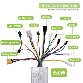 Controller elettrico senza spazzole per scooter, bici elettrica, accessori per biciclette, controller per bicicletta elettrica 350W, 500W, 24V, 36V, 48V, 60V