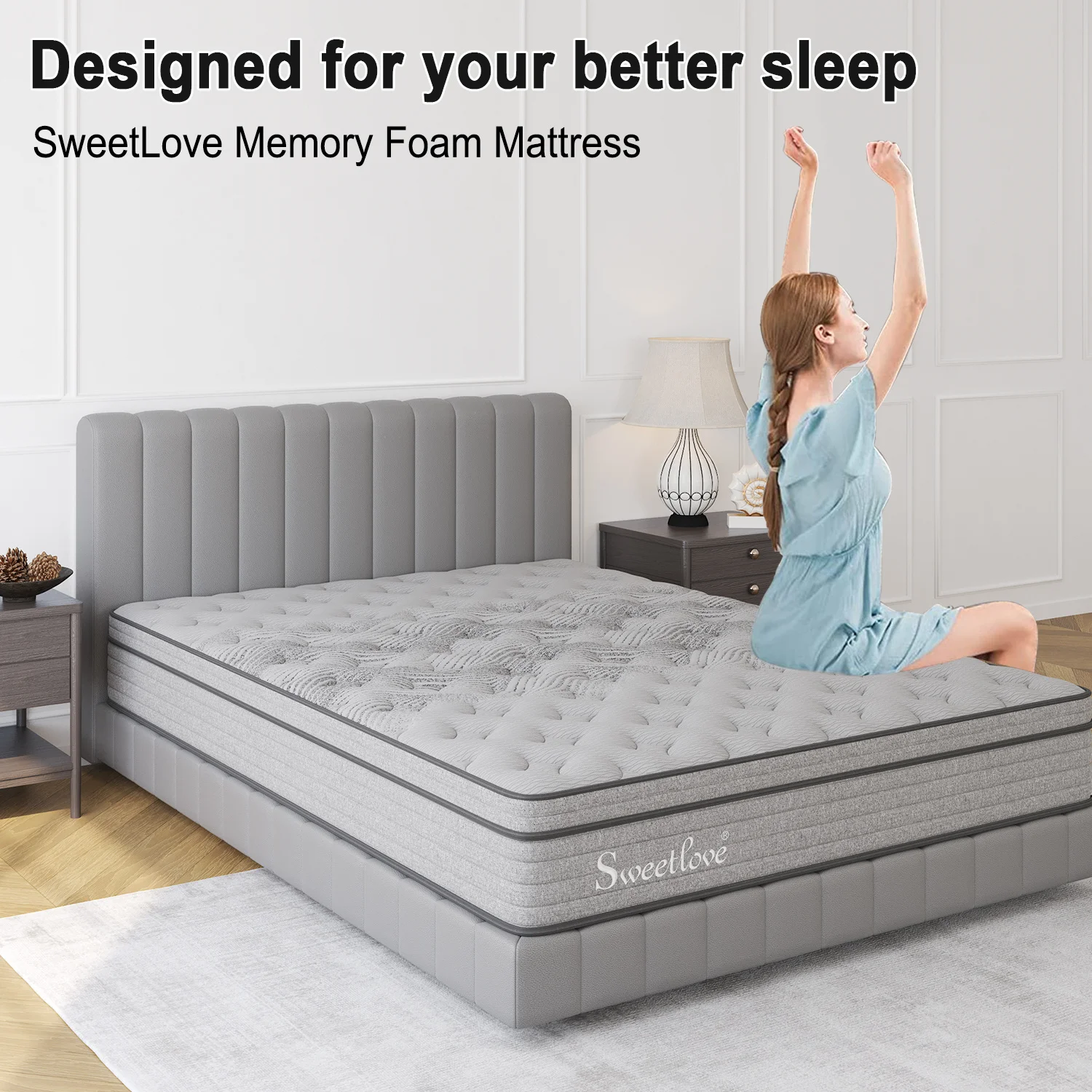 King single Size Bed Mattress Orthopedic Memory Foam Euro Top - 2