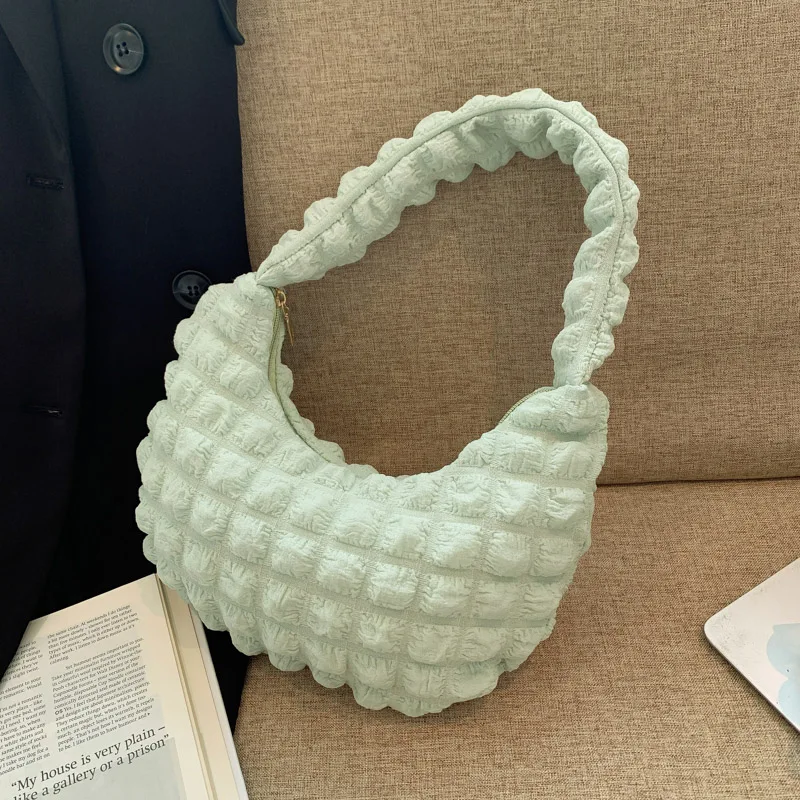 Women's Bag Quilted Top Handle Bag Pleated Bubbles Cloud Shoulder Bag Cute Causal Handbags Purse Hobo Bag Ladies Small Tote Bags