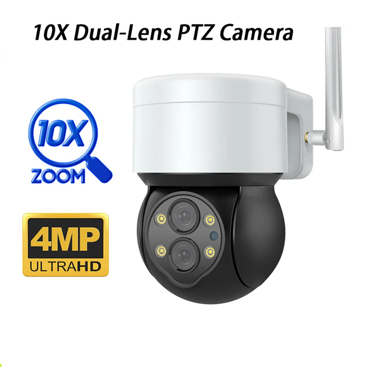 

4MP UHD 10X Zoom Dual Lens Far&Short Focal Wireless PTZ IP Dome Camera AI Humanoid Detection Home Security CCTV Monitor