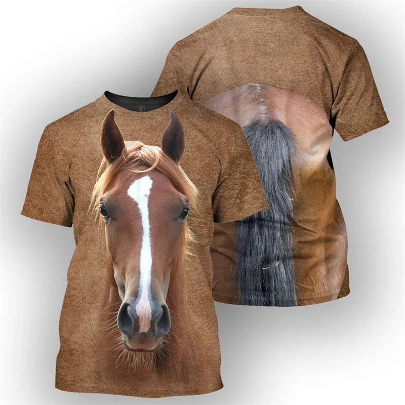 

2024 New Fashion Sheep Bull Donkey Horse T-shirt Men Cool Animal 3d Animal Alpaca Print Short Sleeves Summer Street T Shirt