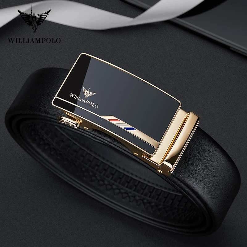 

Мужские кожаные ремни с автоматической пряжкой WILLIAMPOLO, повседневные кожаные ремни высокого качества для джинсов