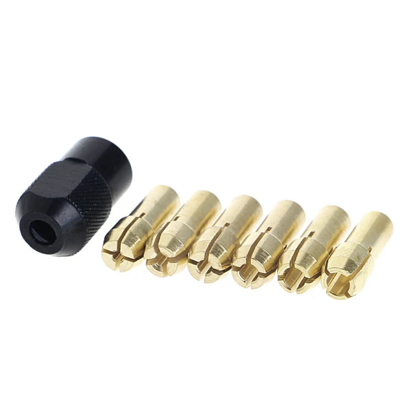 

7Pcs Brass Collet 1.0/1.6/2.0/2.4/3.0/3.2 + Check M8*0.75 Fits Rotary Tools