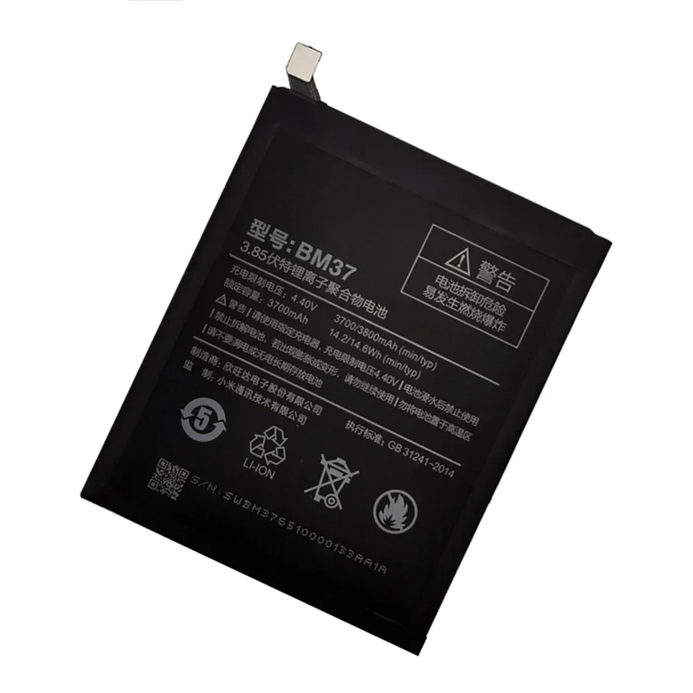 100% Orginal BM37 3800mAh Battery For Xiaomi 5S Plus Mi5S Plus High Quality Phone Replacement Batteries+Tools