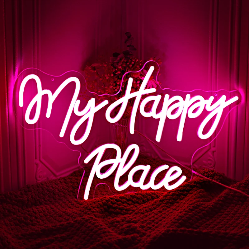 Led Neon Happy Birthday | Happy Place Neon Sign | Neon Led Sign Wedding