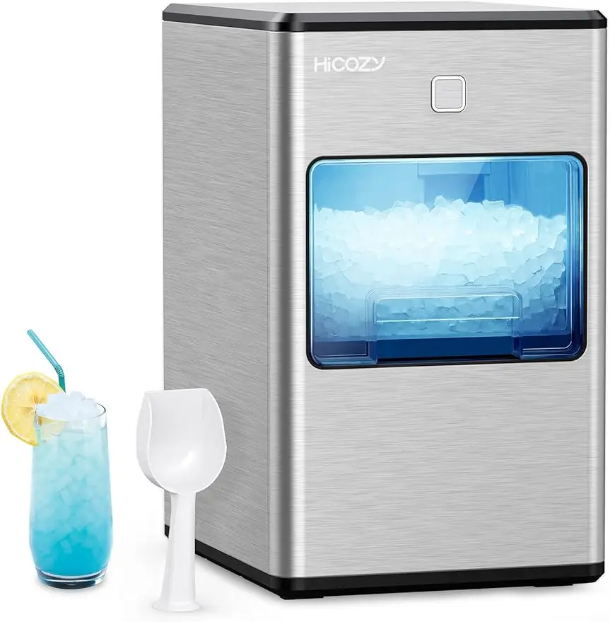 

HiCOZY Dual-Mode Nugget Ice Maker Countertop, Compact Crushed Ice Maker, Produce Ice in 5 Mins, 55LB Per Day, Self-Cleaning