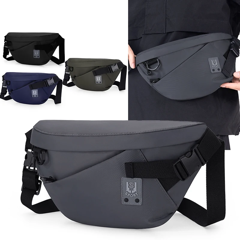 Men's large capacity waist bag - foldable, lightweight, perfect for outdoor, hiking, commuting, and sports waist bags