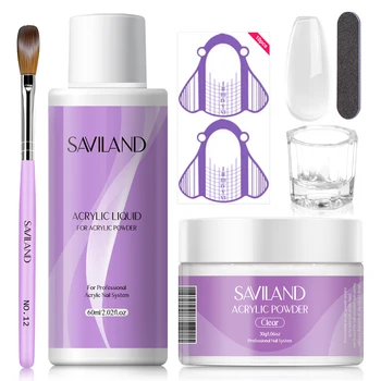 SAVILAND Acrylic Nail Kit Nails Art Decoration Acrylic Powder and Liquid Crystal Nail Glitter 3D Nail Tips Carving Tools