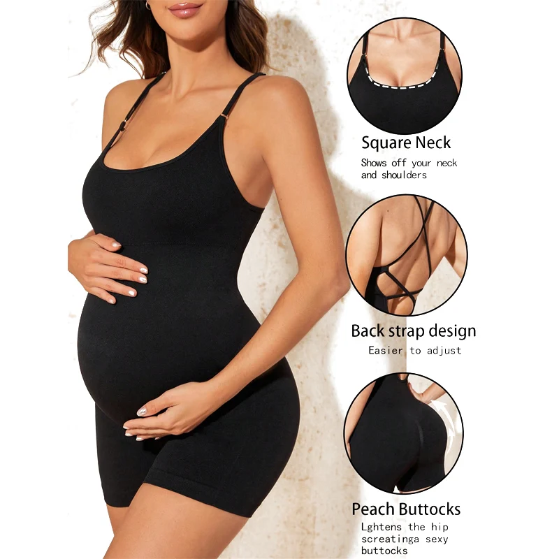 Summer Pregnant Women Sleeveless Tank Top Shapewear Pregnancy Fitness Yoga Jumpsuit Women's Maternity Bodysuit