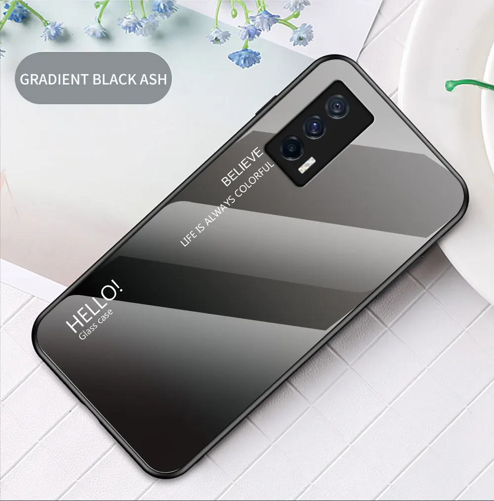IQOO 9 Pro Case DECLAREYAO Capa de vidro rígido para VIVO IQOO 8 7 5 Pro Neo 6 3 Capa Moldura de silicone Ultra Slim Vidro temperado_voghion.com