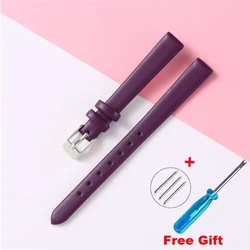 Handmade Leather Watch Strap with Rose Gold Buckle Bracelet Accessory - 20mm (Purple - silver)