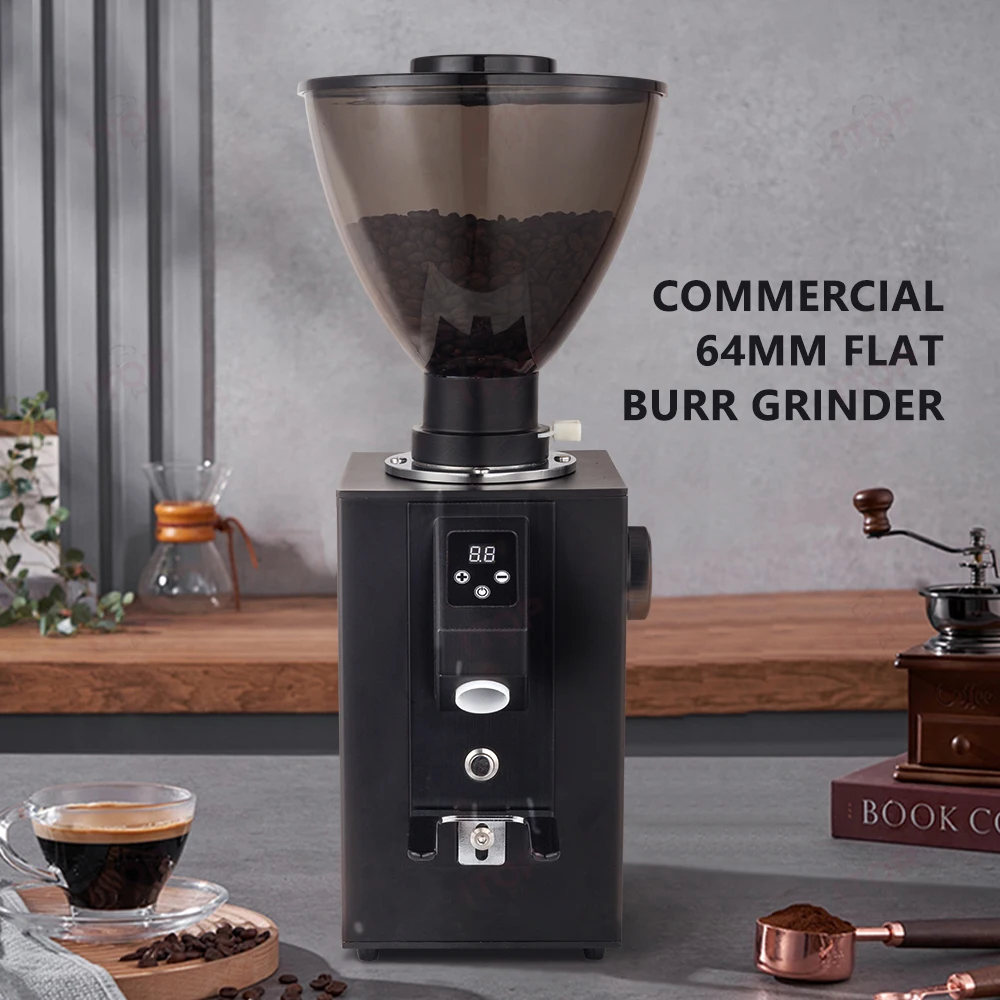 ITOP TCG64 Commercial Coffee Grinder 64mm Flat Burr 1000g Bean Hopper Time Quantification Espresso Coffee Grinding Machine the time machine