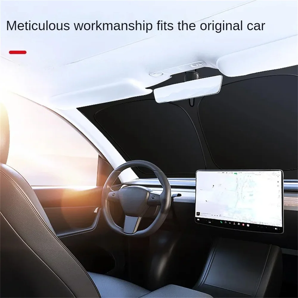 Car Sunshade, Sunscreen, Thermal Insulation Sunshade Curtain Front Windshield Car Mounted Sunshade Interior Cooling