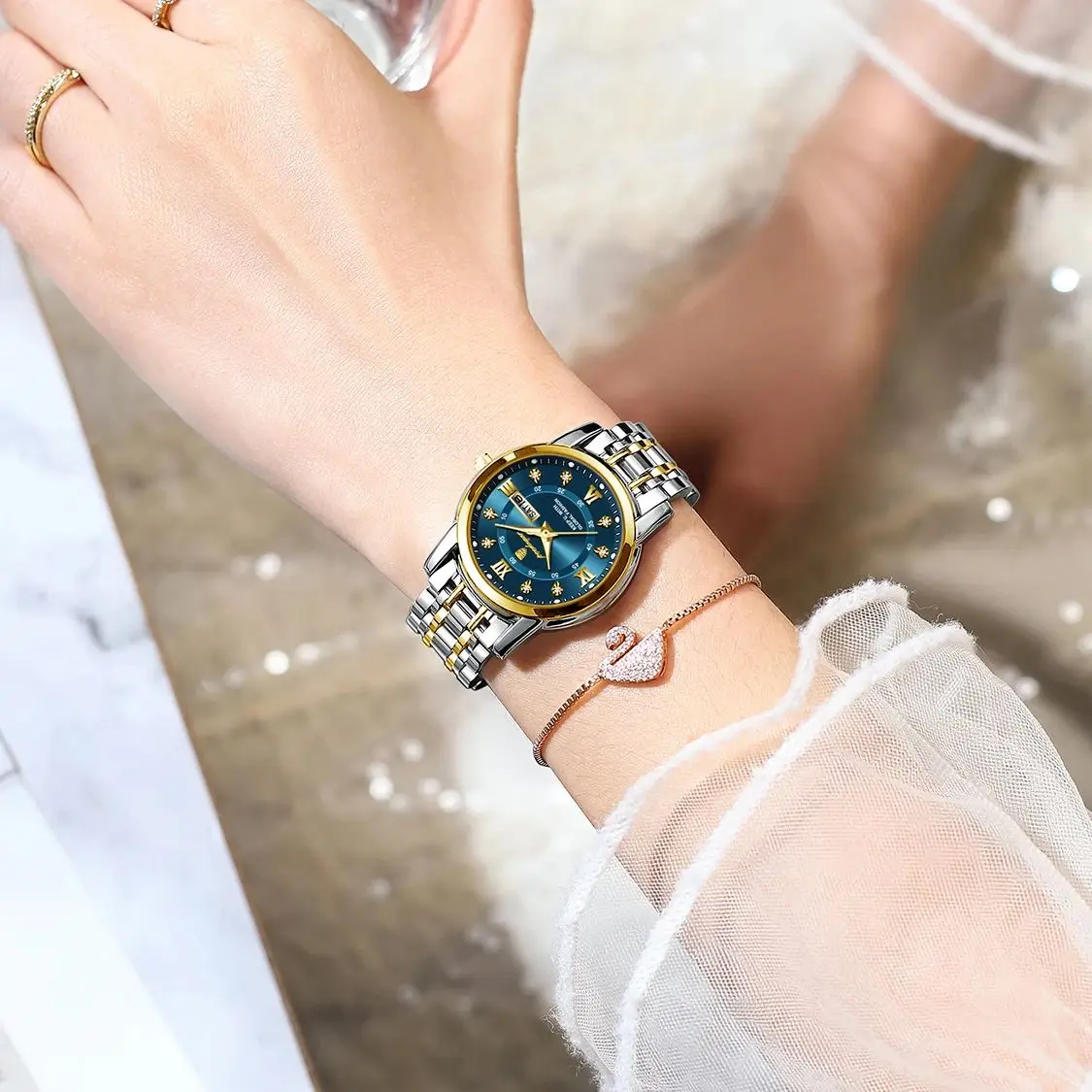 Poedagar Casual Women Wristwatch Waterproof Luminous Date Week Women's Quartz Watches Stainless Steel Elegant Dress Ladies Watch, Alina Gadgets